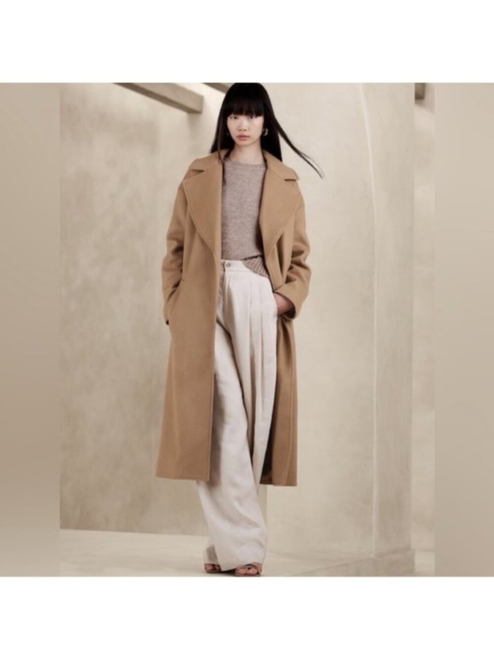 Banana Republic The Wrap Belted Coat in Camel Tan Large